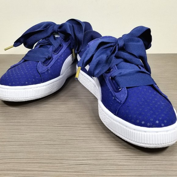 Puma Basket Heart Sneaker, Blue, Womens Size 9 US - Picture 5 of 11